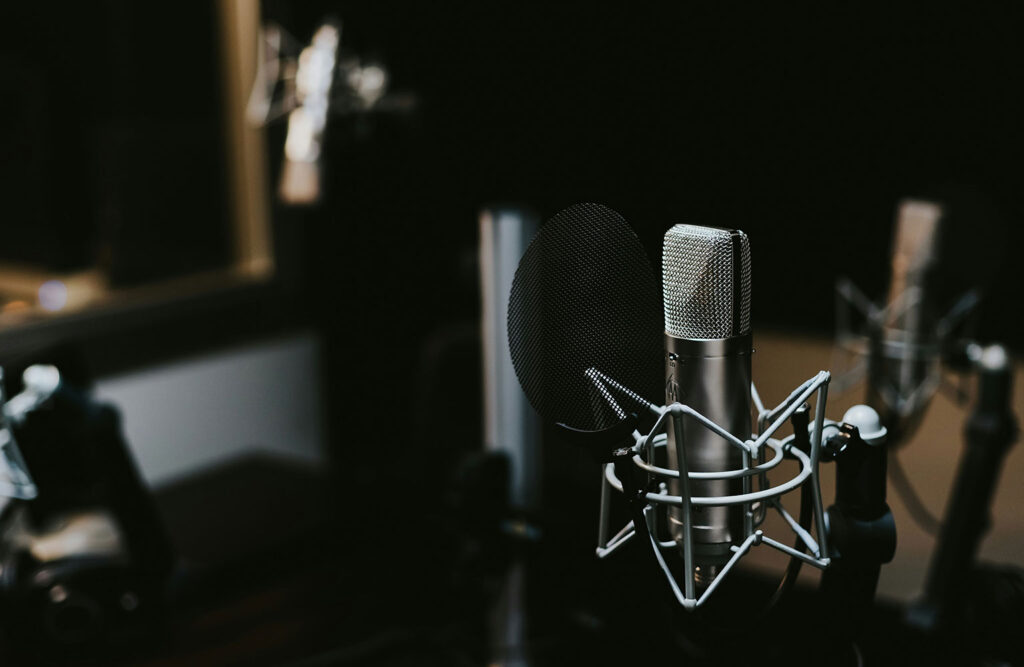 Set of microphones in a recording studio.